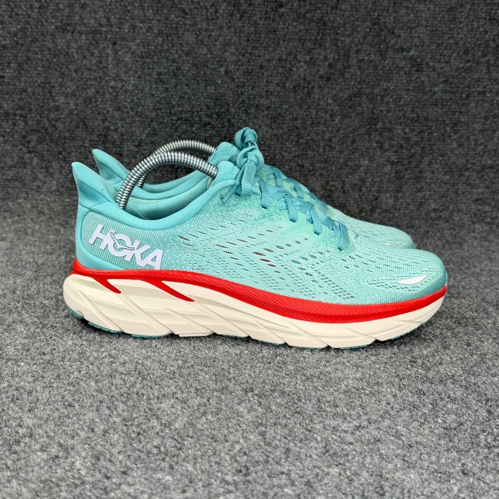 Hoka Clifton 8 Running Shoes Women's 9 Aquarelle Blue Athletic Training Sneakers